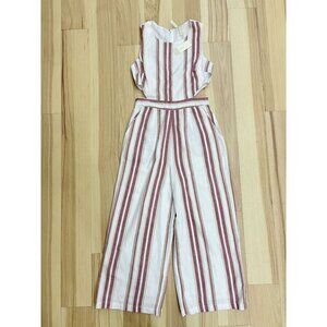 Japna NWT Cream & Red Striped Cutout Jumpsuit With Pockets S